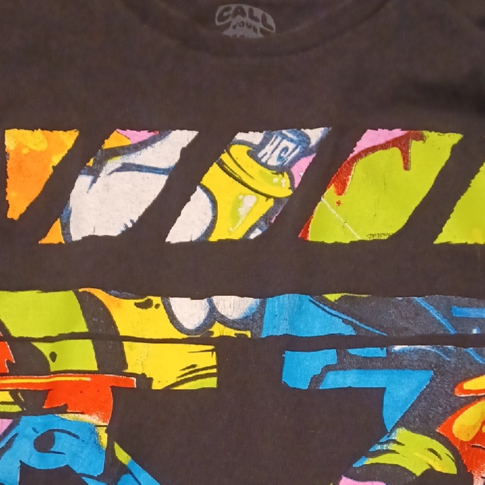 Graphic,Call Your Mother Brand, Black Long Sleeve Tee Shirt with Colorful Design - Picture 4 of 6